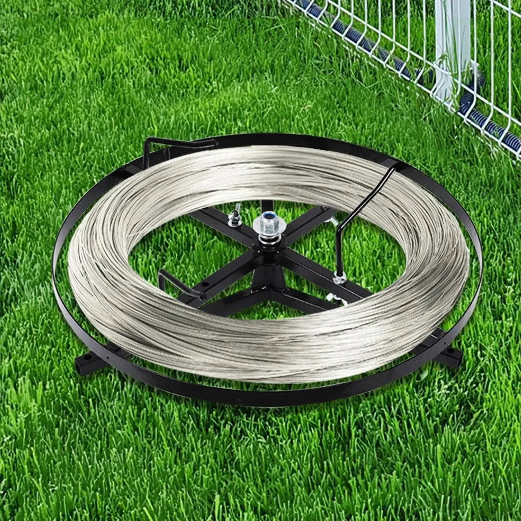 Wire Spinner Dispenser for electric fence, featuring a rotatable disk and adjustable arms, made of heavy-duty cast iron.