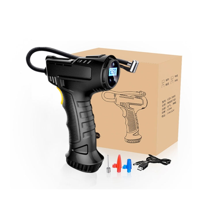 Wireless Digital Display 120W Car Air Pump Compressor Tire Inflator with LED light and digital pressure gauge.