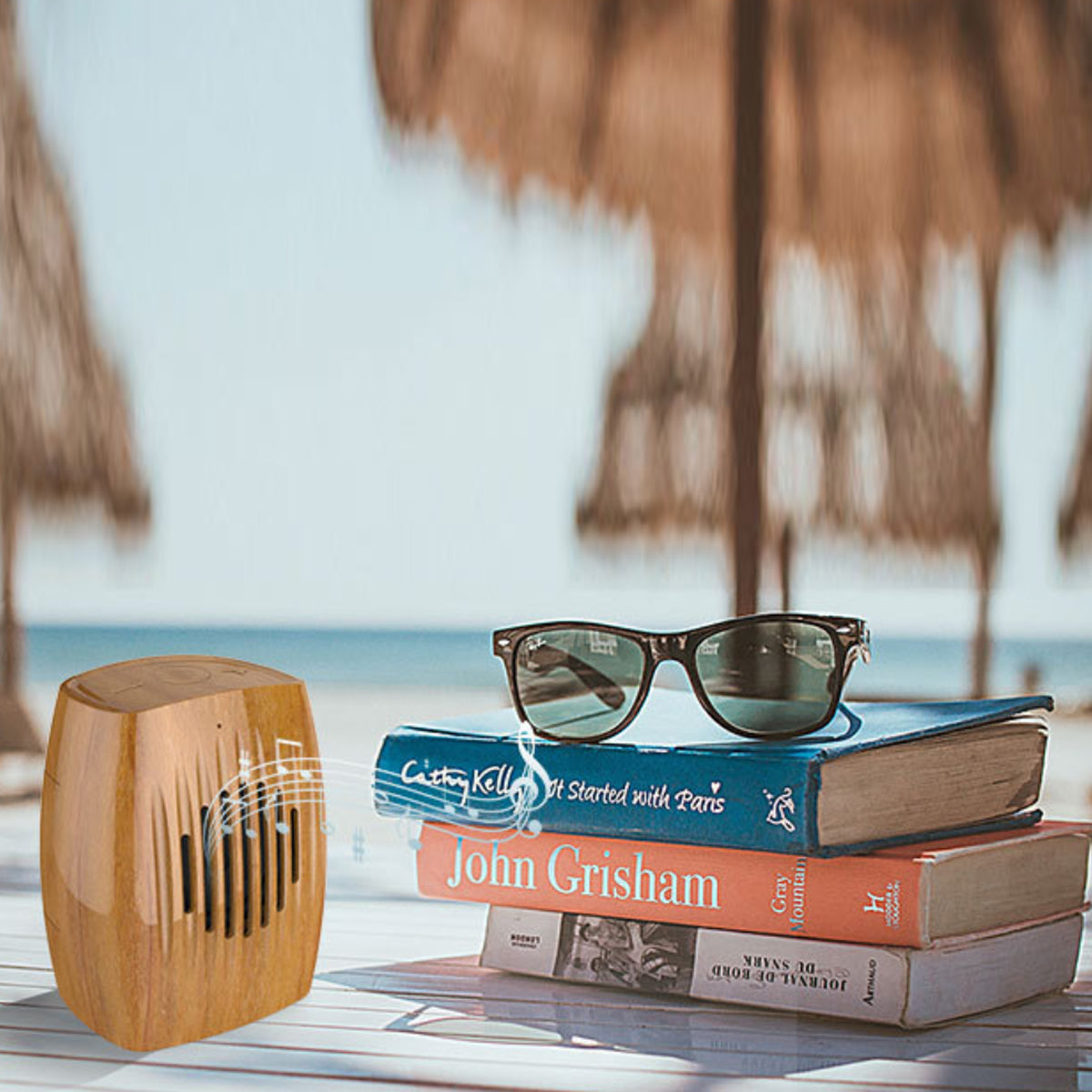 Wood Look Retro Bluetooth Speaker with a classic wood finish, showcasing its stylish design and compact size.