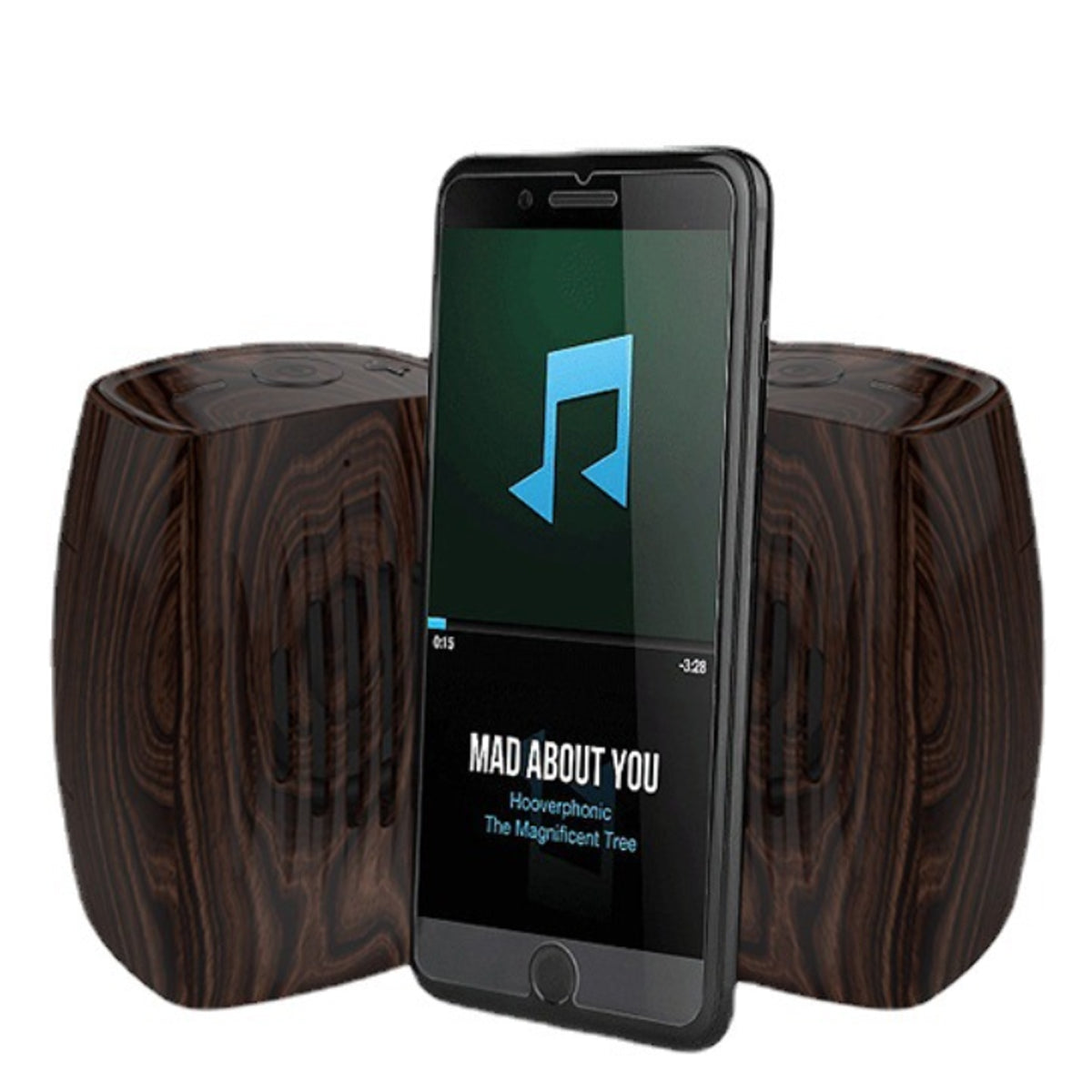 Wood Look Retro Bluetooth Speaker with a classic wood finish, showcasing its stylish design and compact size.