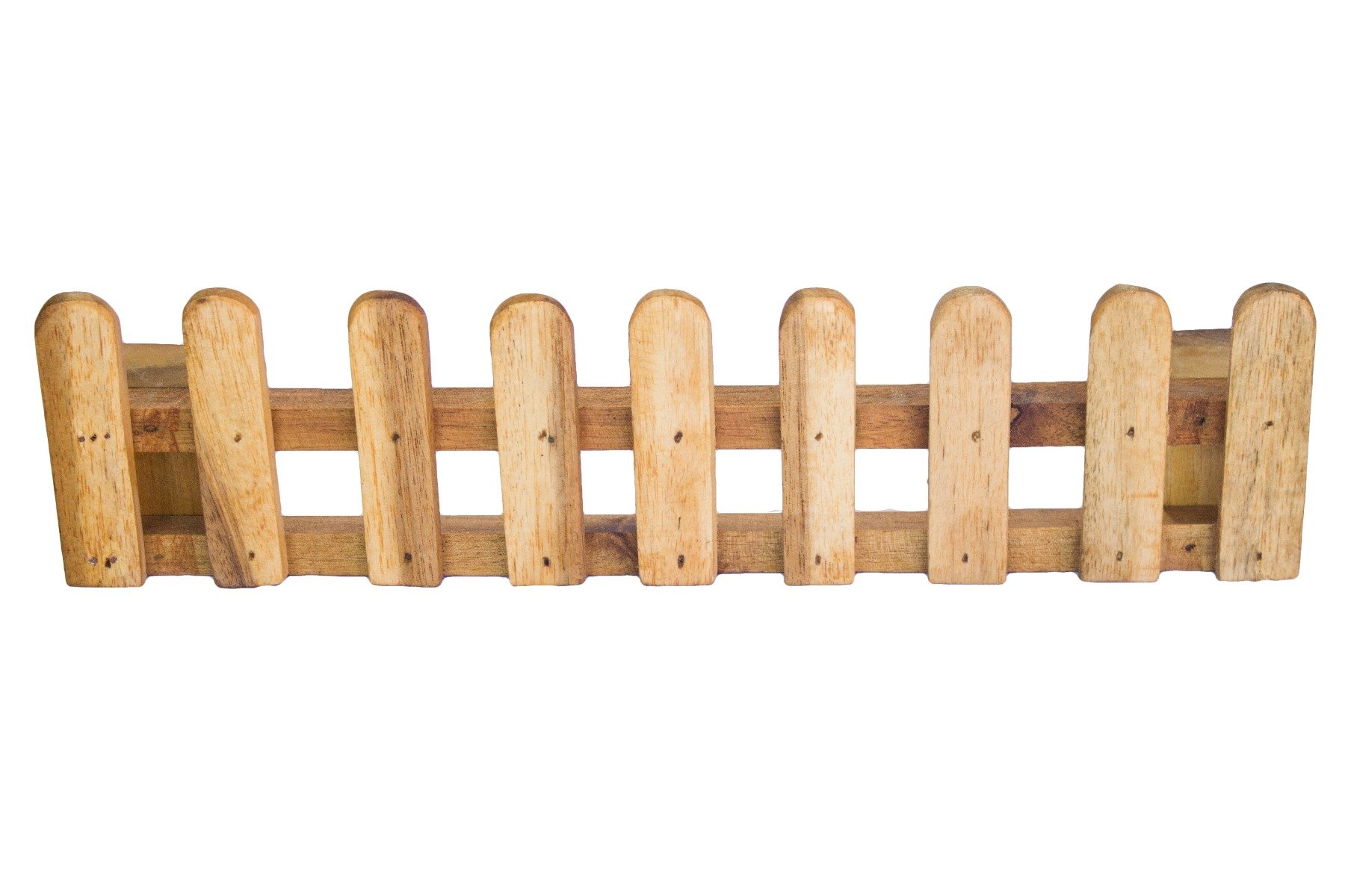 A set of four wooden fences arranged in various configurations, perfect for children's playsets and animal-themed scenes.