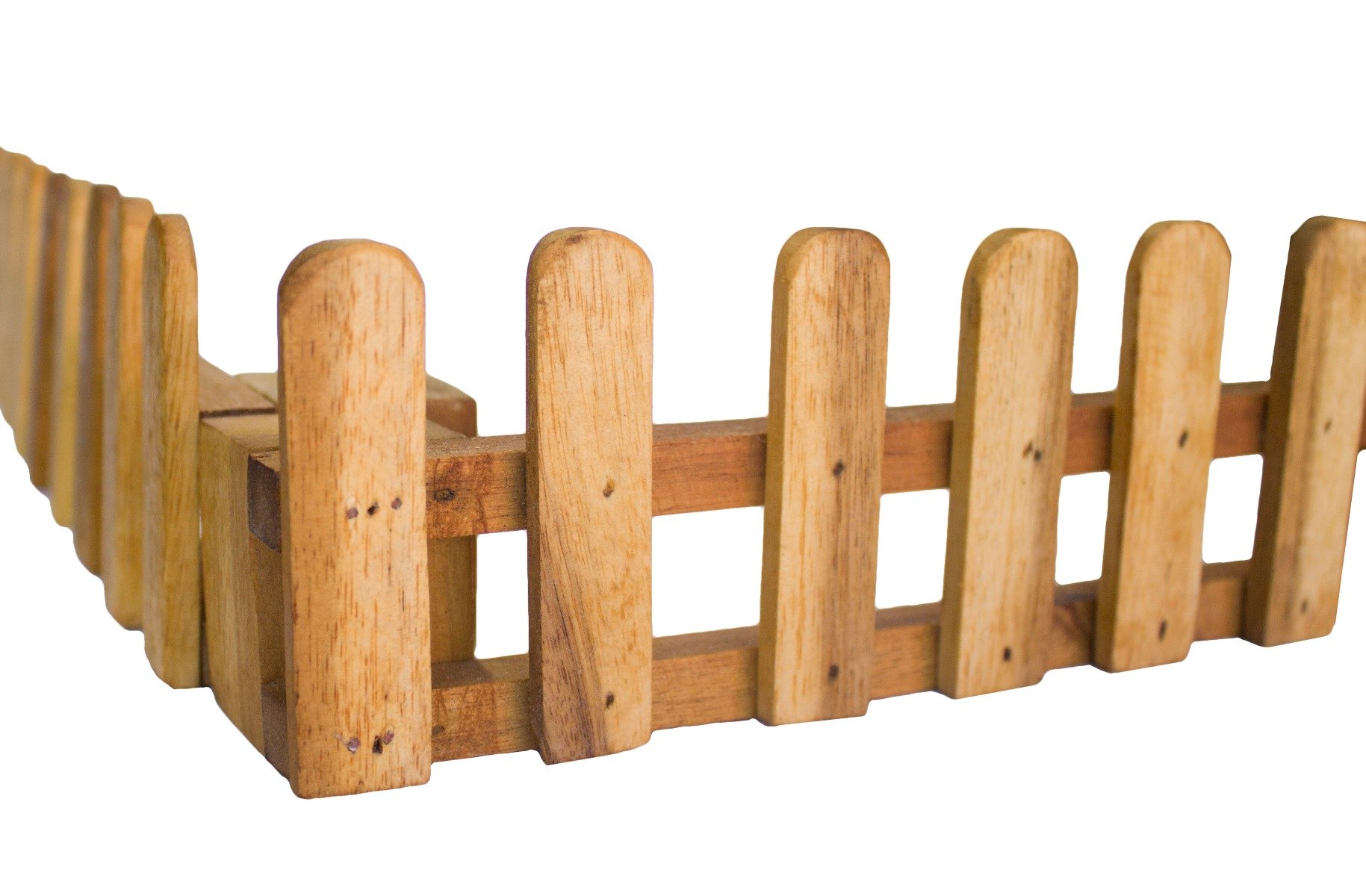 A set of four wooden fences arranged in various configurations, perfect for children's playsets and animal-themed scenes.