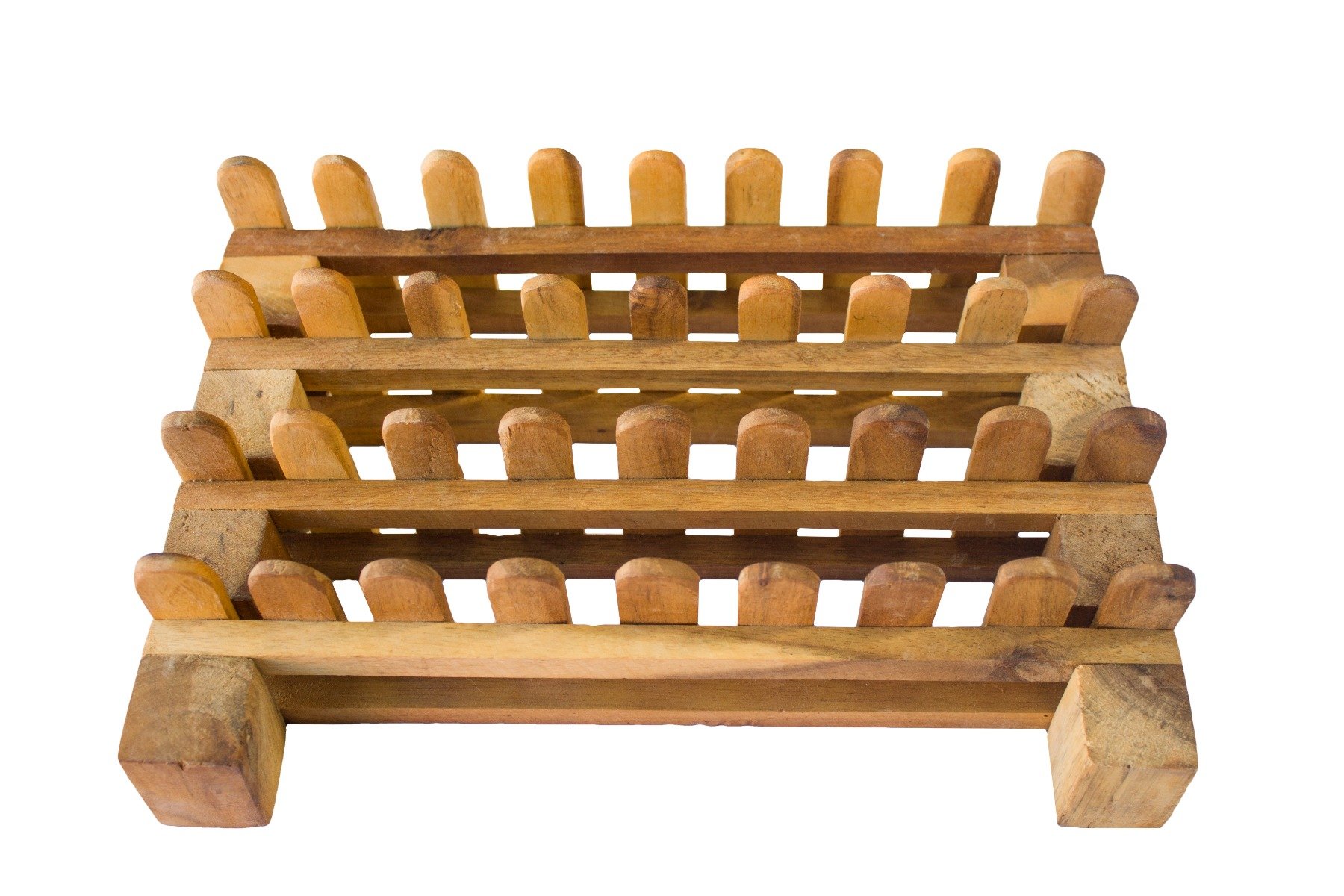 A set of four wooden fences arranged in various configurations, perfect for children's playsets and animal-themed scenes.