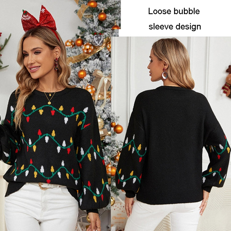 Women Christmas Sweater in festive design, featuring a round neck and loose pullover style, perfect for holiday celebrations.