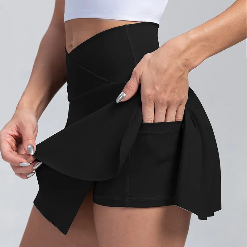 Women Pleated Tennis Skirt with Pockets, showcasing its stylish pleats and functional design.