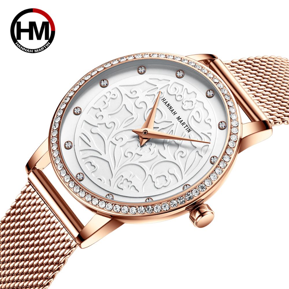 Elegant women's leather wristwatch featuring 3D engraving and Japanese quartz movement, designed for fashion and casual wear.