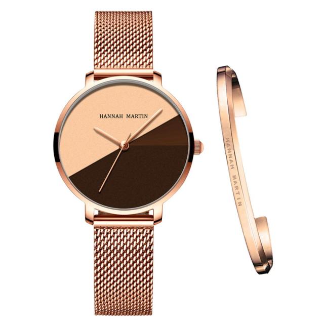 Luxury women's watch featuring Japan Quartz movement and stainless steel band, showcasing a stylish splice dial.