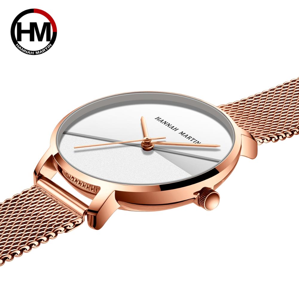 Luxury women's watch featuring Japan Quartz movement and stainless steel band, showcasing a stylish splice dial.