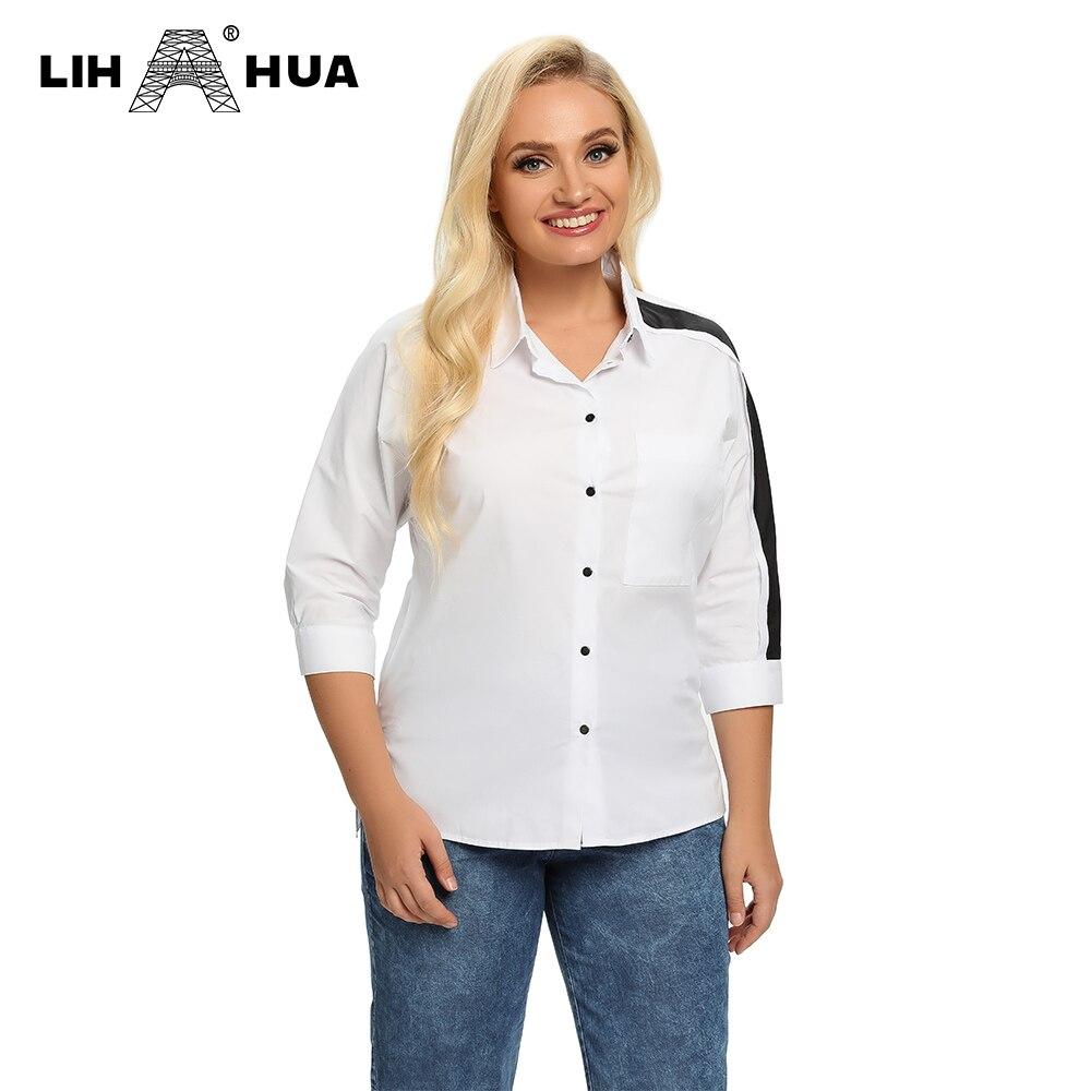 A stylish Women's Plus Size Spring Shirt featuring elastic lapel tie buttons and a playful cartoon pattern, perfect for casual wear.