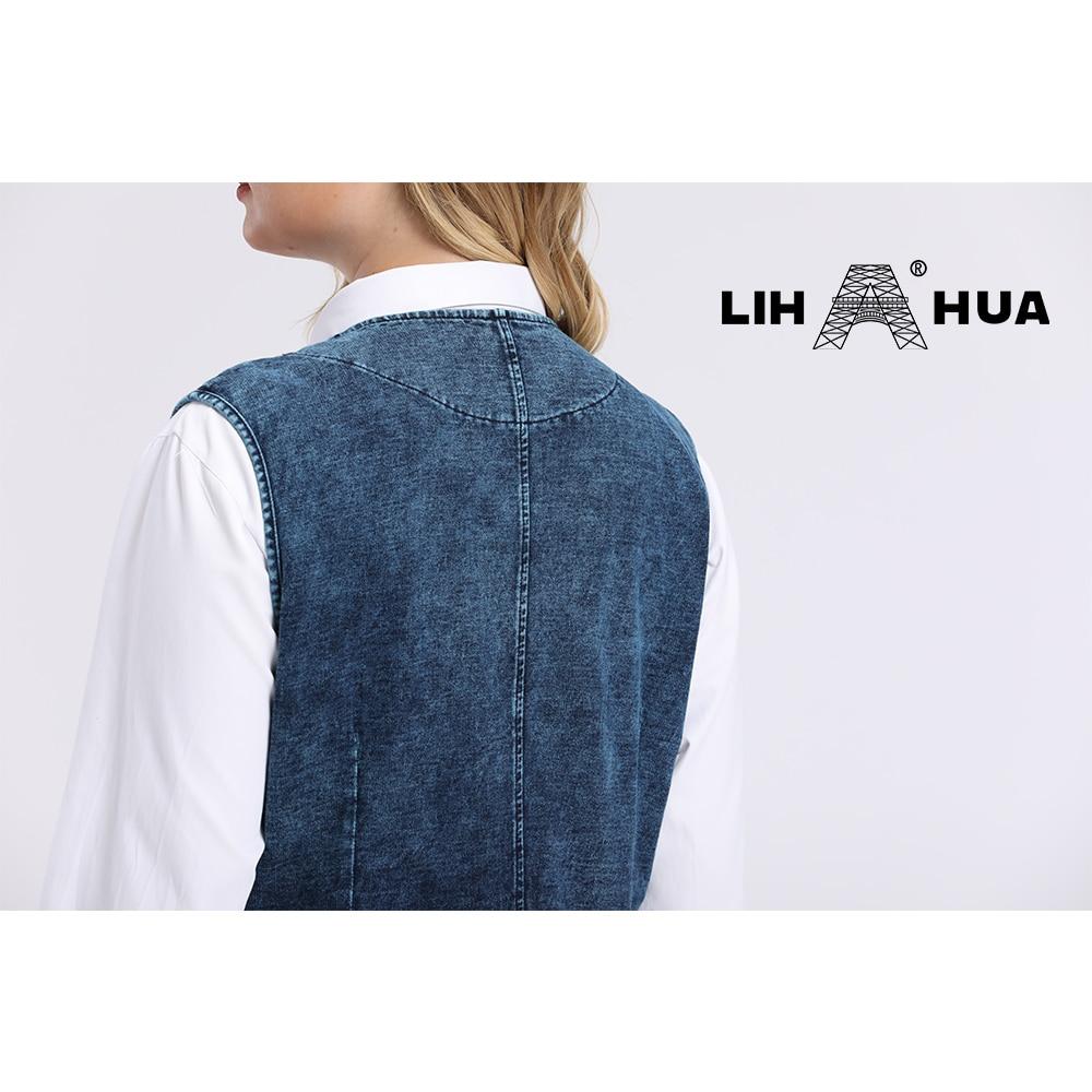 A stylish Women's Plus Size Casual Denim Vest featuring a solid pattern, draped and ruched details, and a zipper closure, perfect for Spring and Autumn.