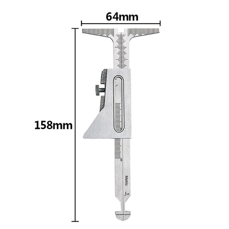 A stainless steel Wrong Side Ruler for weld seam measurements, featuring a laser scale and clear markings for accurate readings.