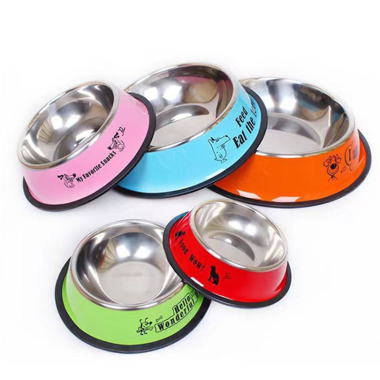 XXL 26cm Anti-tip Stainless Steel Pet Bowl in yellow, featuring a smooth surface and anti-slip bottom, perfect for cats and dogs.