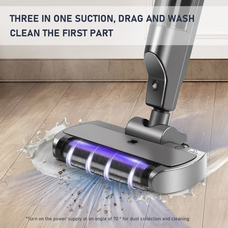 XM001 Smart Wireless Electric Vacuum Cleaner with mopping and scrubbing features, showcasing its sleek design and functionality.