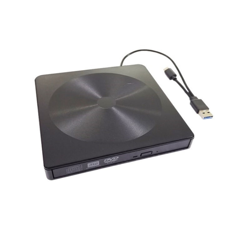 YJ895 High Speed DVD Burner with Type-C connection, showcasing its sleek design and compact size, ideal for laptops and desktops.