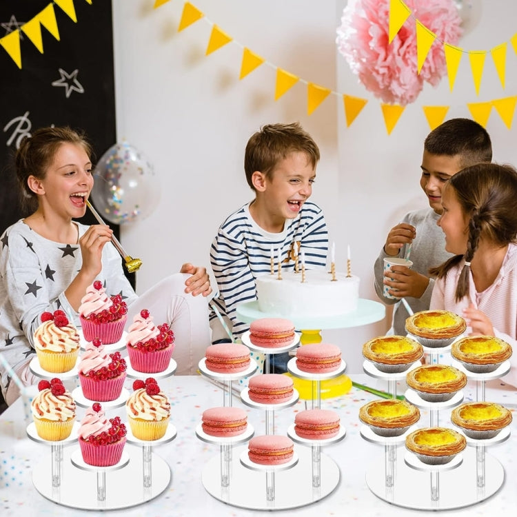 YX068 Acrylic Decoration Cupcake Stand showcasing beautifully arranged cupcakes on clear acrylic plates.