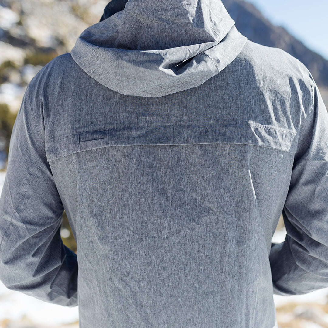 Adventure 2.0 Men Gray jacket featuring multiple pockets, waterproof fabric, and stylish design, ideal for outdoor activities.