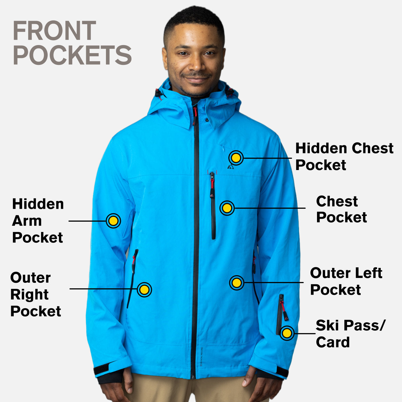 Adventure 2.0 Men Light Blue jacket featuring multiple pockets and eco-friendly materials, perfect for outdoor activities.