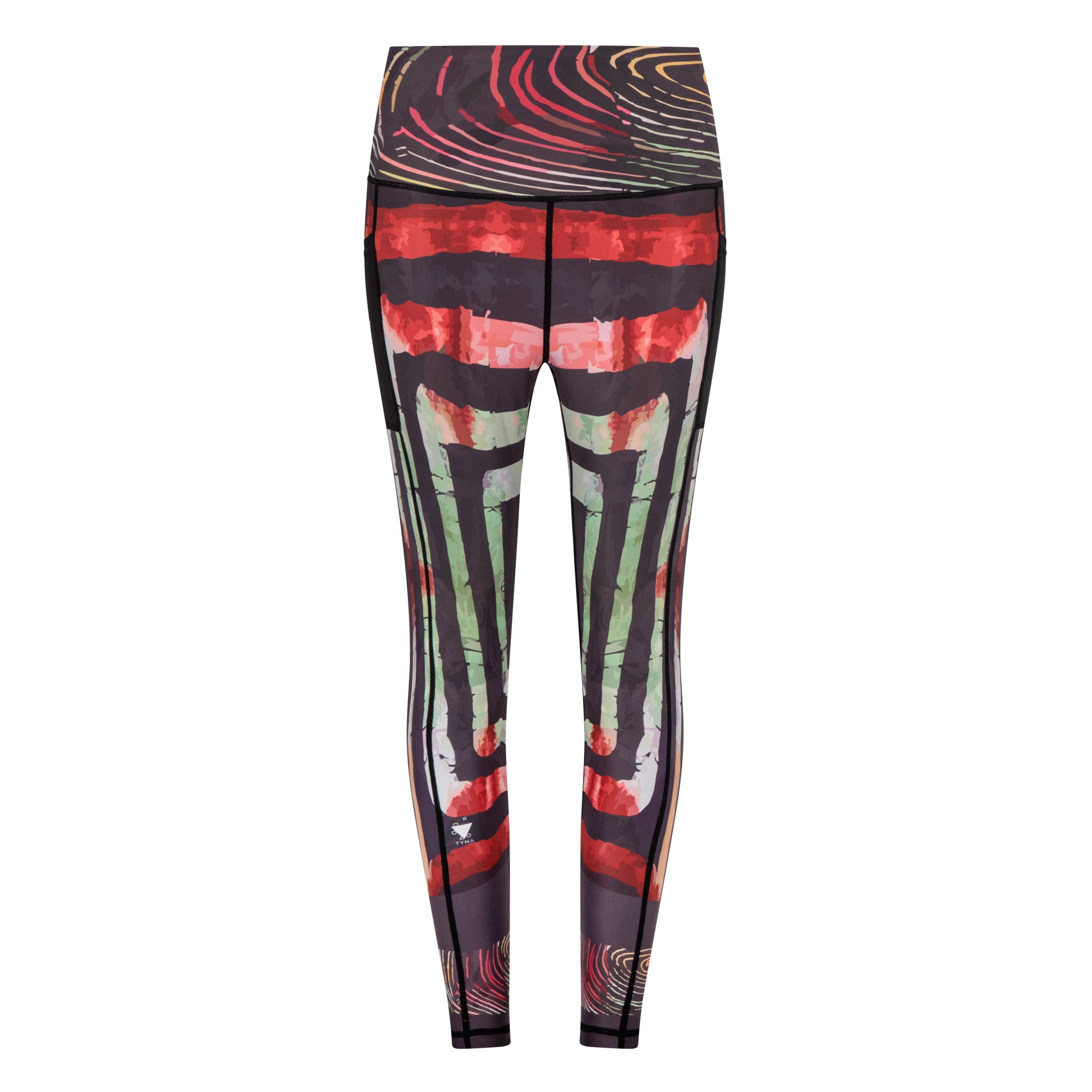 Adyre on Brocade Vibrant Leggings featuring a colorful African print with side pockets, perfect for workouts and casual wear.