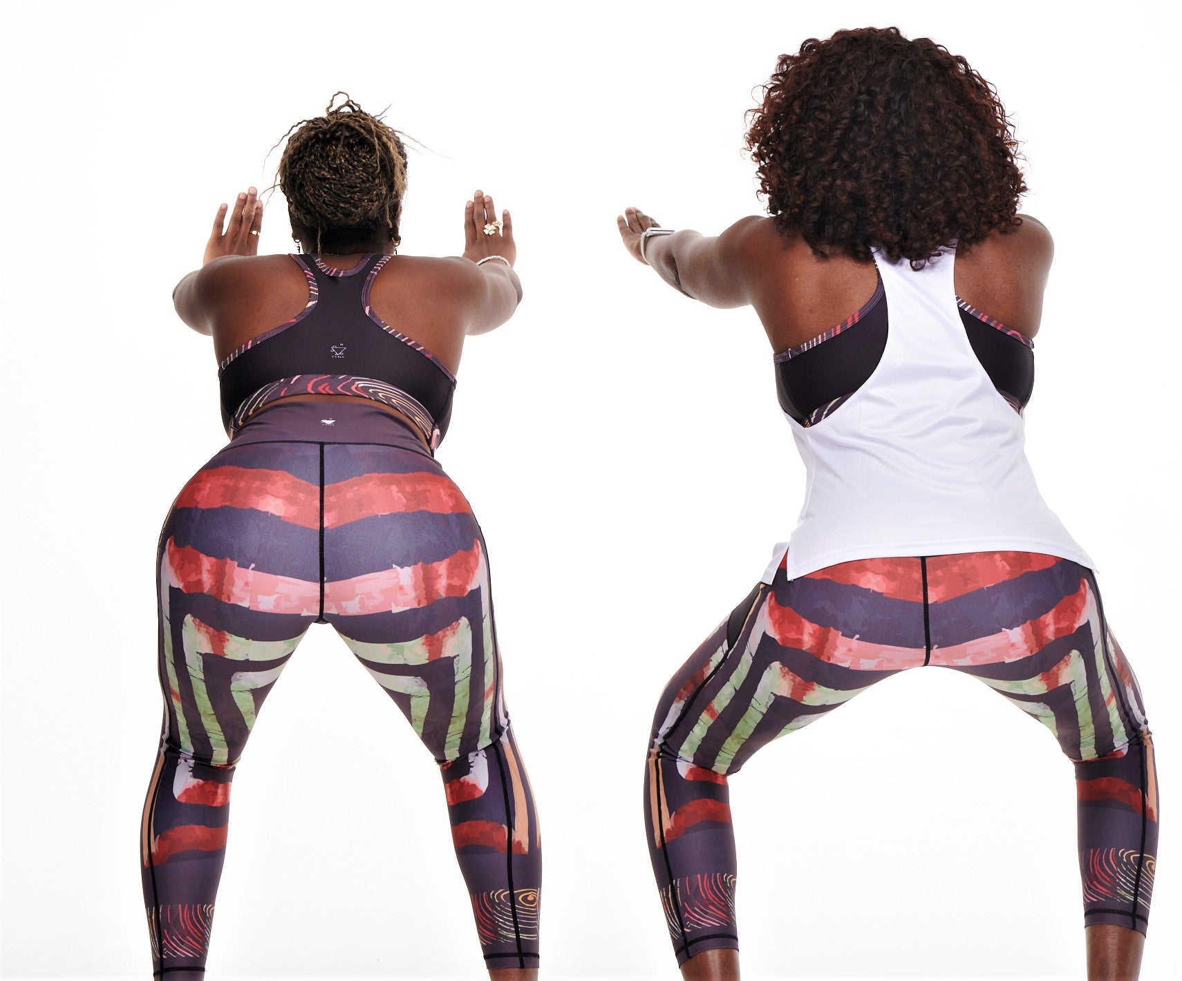 Adyre on Brocade Vibrant Leggings featuring a colorful African print with side pockets, perfect for workouts and casual wear.