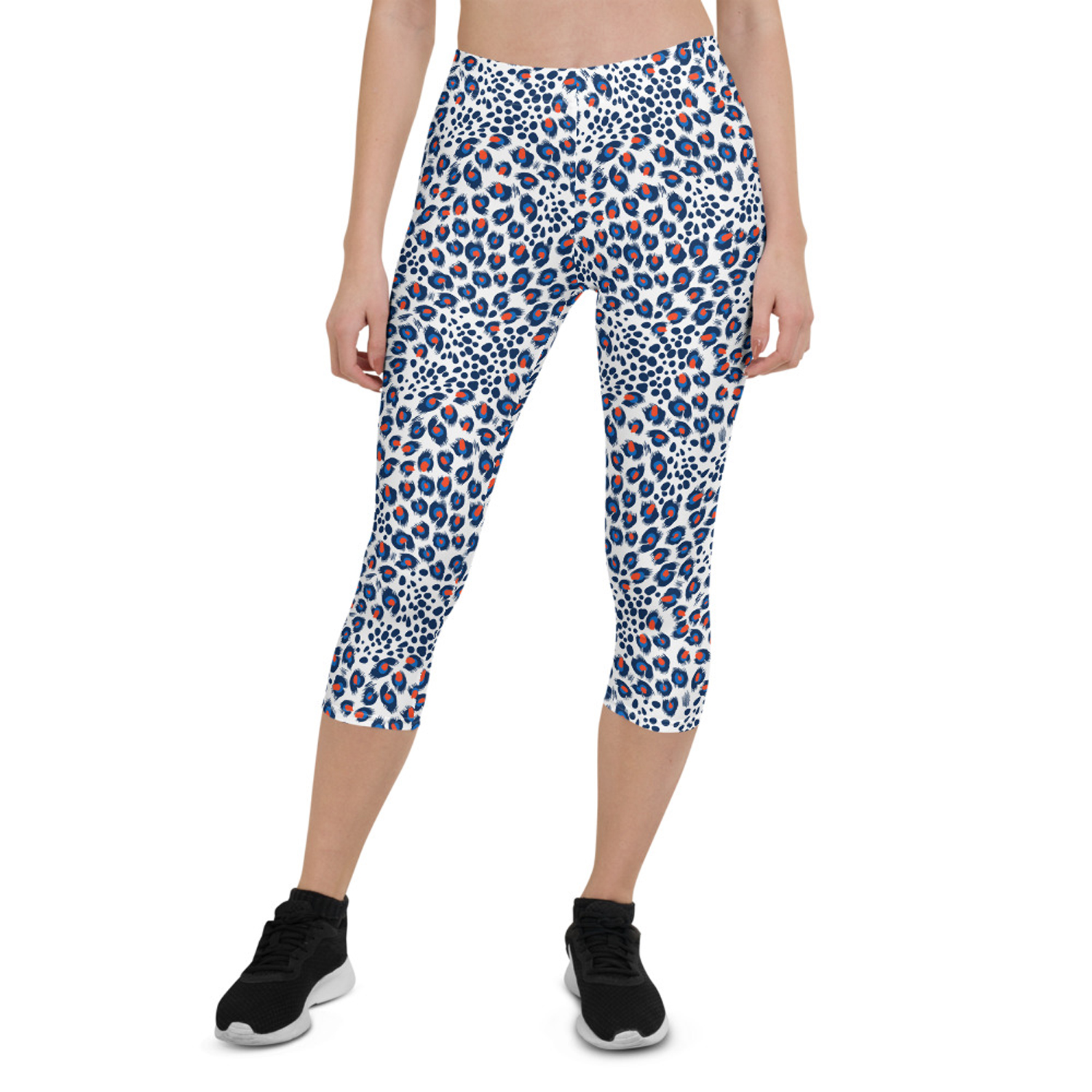 Animal Spots Capri Leggings for Women featuring unique graphic designs, perfect for workouts and casual wear.