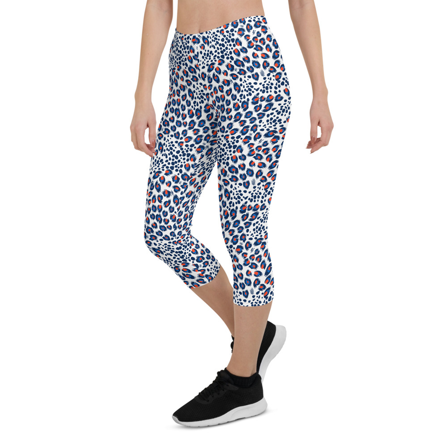 Animal Spots Capri Leggings for Women featuring unique graphic designs, perfect for workouts and casual wear.