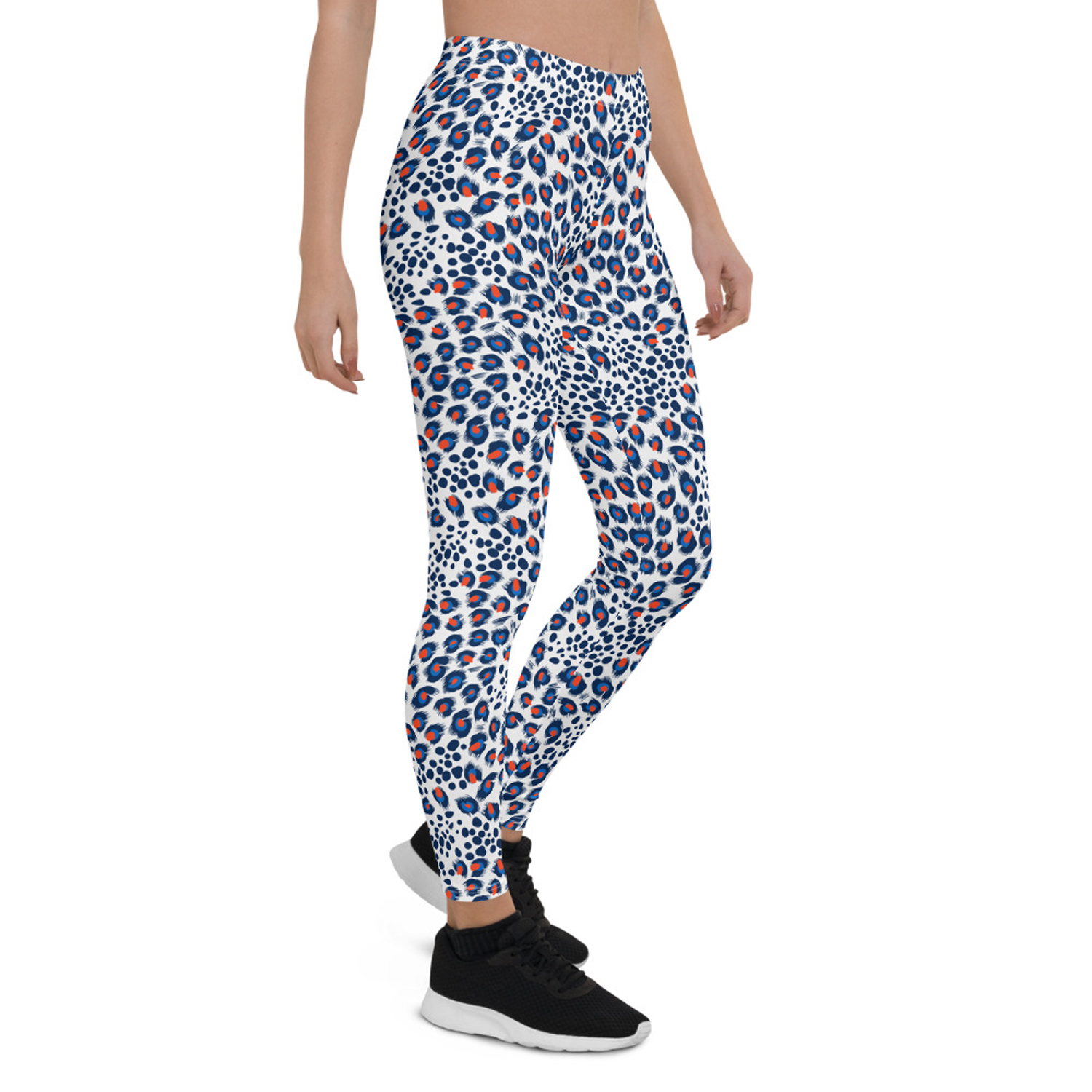 A pair of stylish Animal Spots Leggings for Women featuring colorful animal print design, perfect for workouts and casual wear.