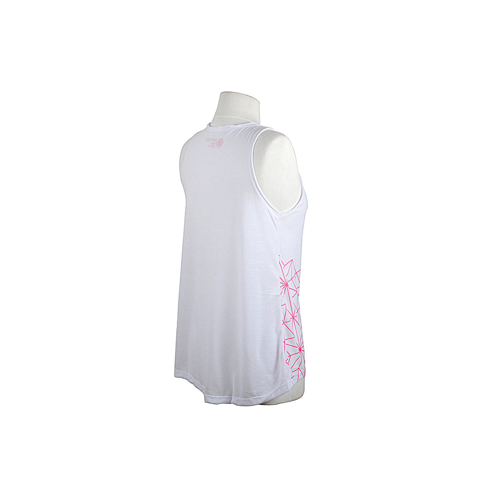 Biggyoga Aura Damen Sport T-Shirt in Weiß, L, mit rosa Aura-Muster und eleganter Passform, ideal für Yoga und Fitness.