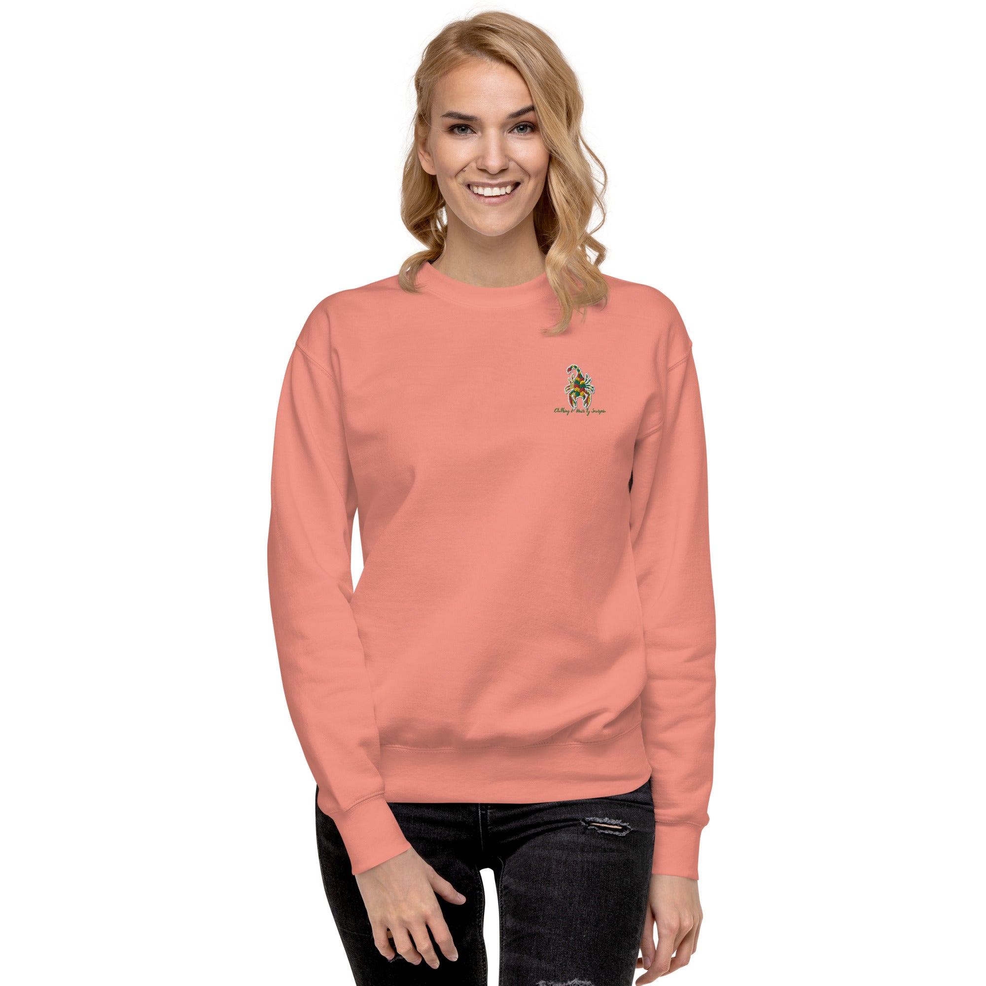 CHBS Unisex Premium Sweatshirt featuring a classic design with ribbed crew neck and long sleeves, made from soft fleece material.