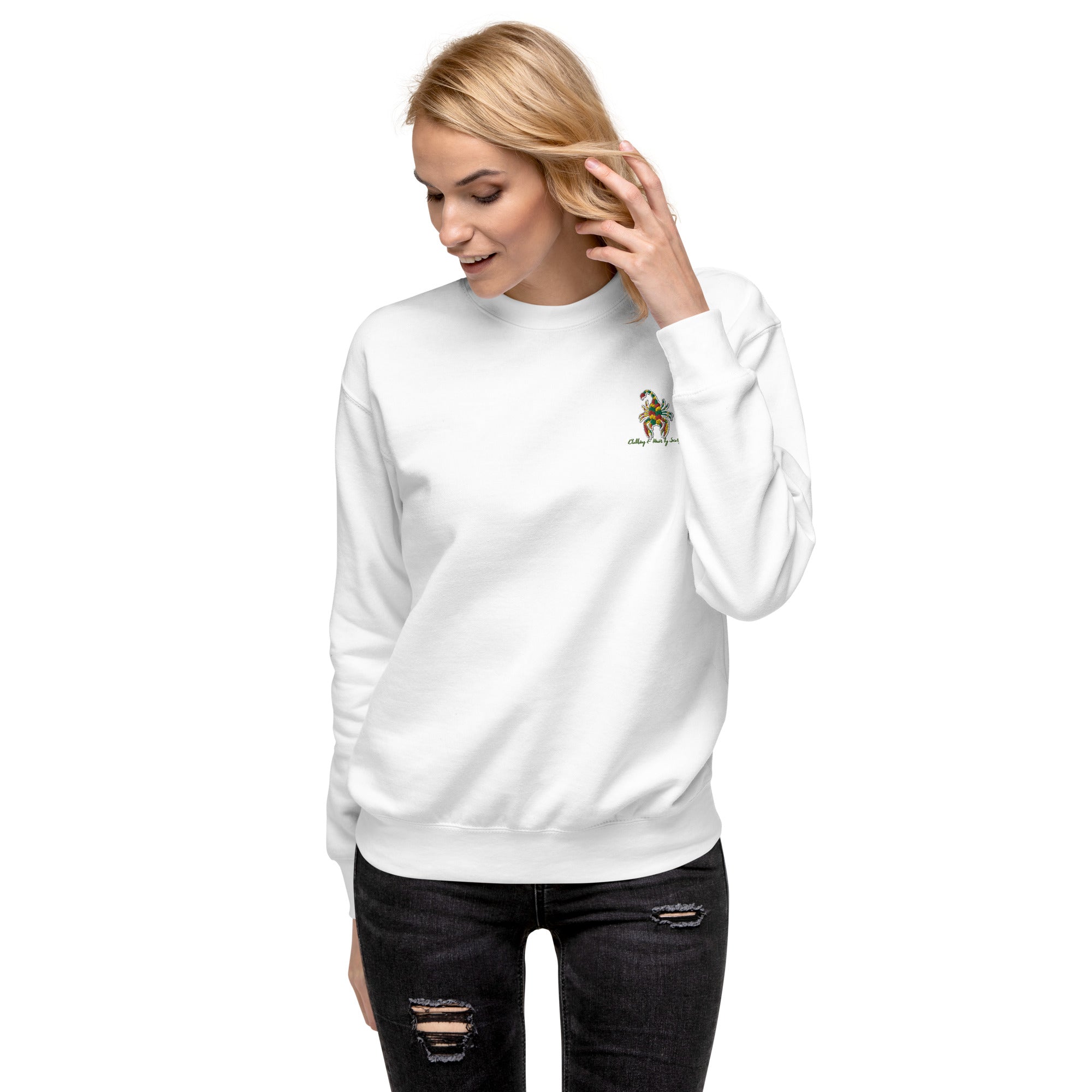 CHBS Unisex Premium Sweatshirt featuring a classic design with ribbed crew neck and long sleeves, made from soft fleece material.