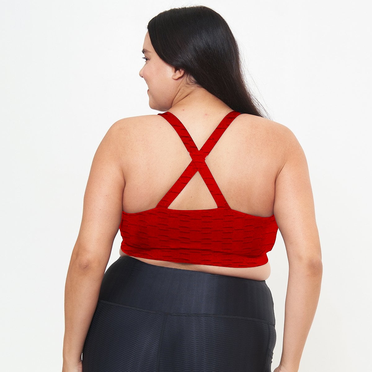 Main Cross Back Performance Bra Top - Cherry Pie Links Pattern image