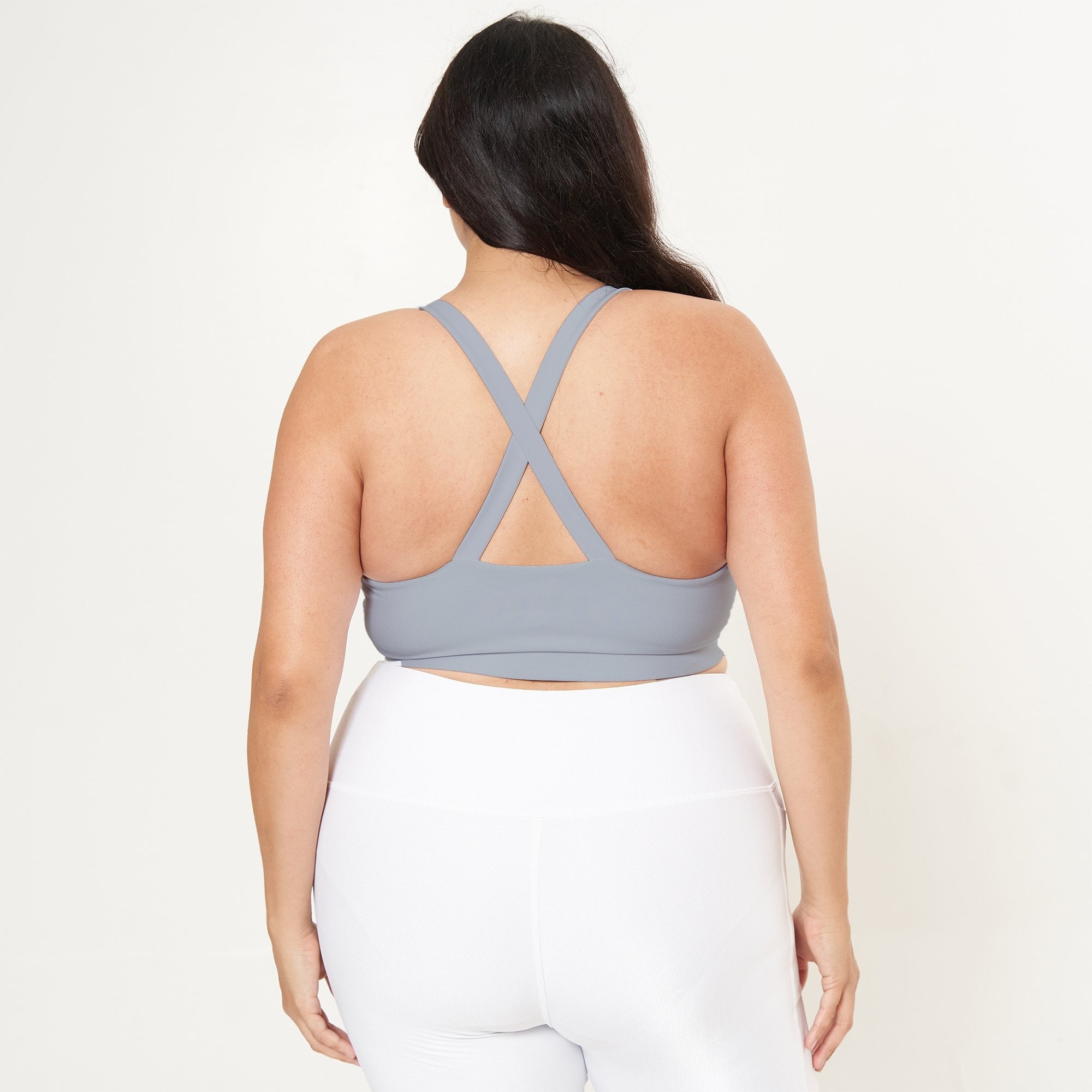 Main Cross Back Performance Bra Top - Dove Grey Rib Pattern image