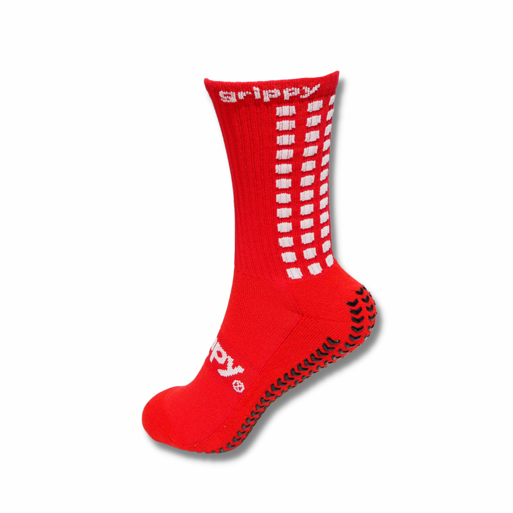 Grippy Red Football Grip Socks designed for optimal performance and comfort on the field.