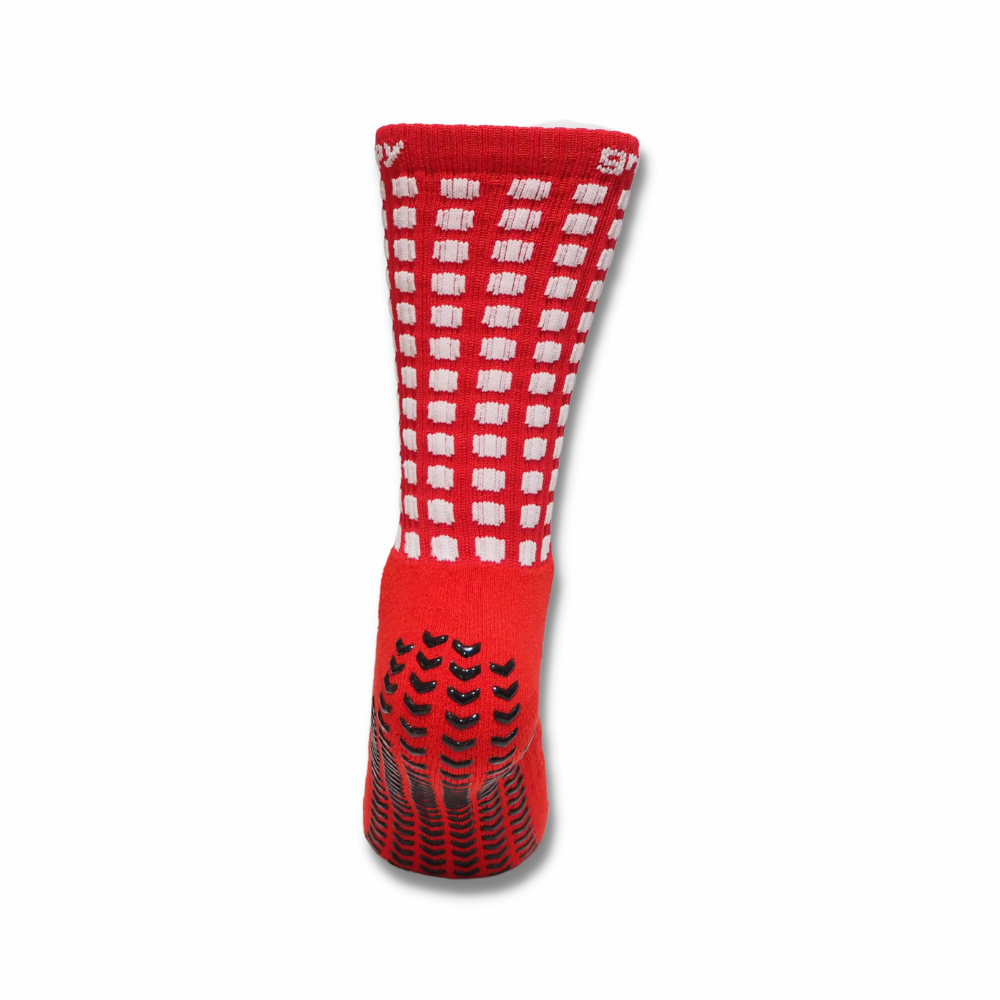 Grippy Red Football Grip Socks designed for optimal performance and comfort on the field.