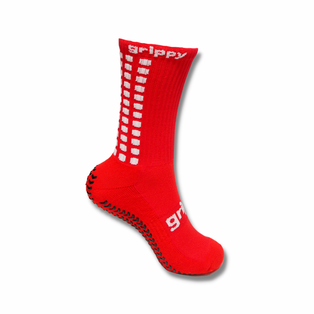 Grippy Red Football Grip Socks designed for optimal performance and comfort on the field.