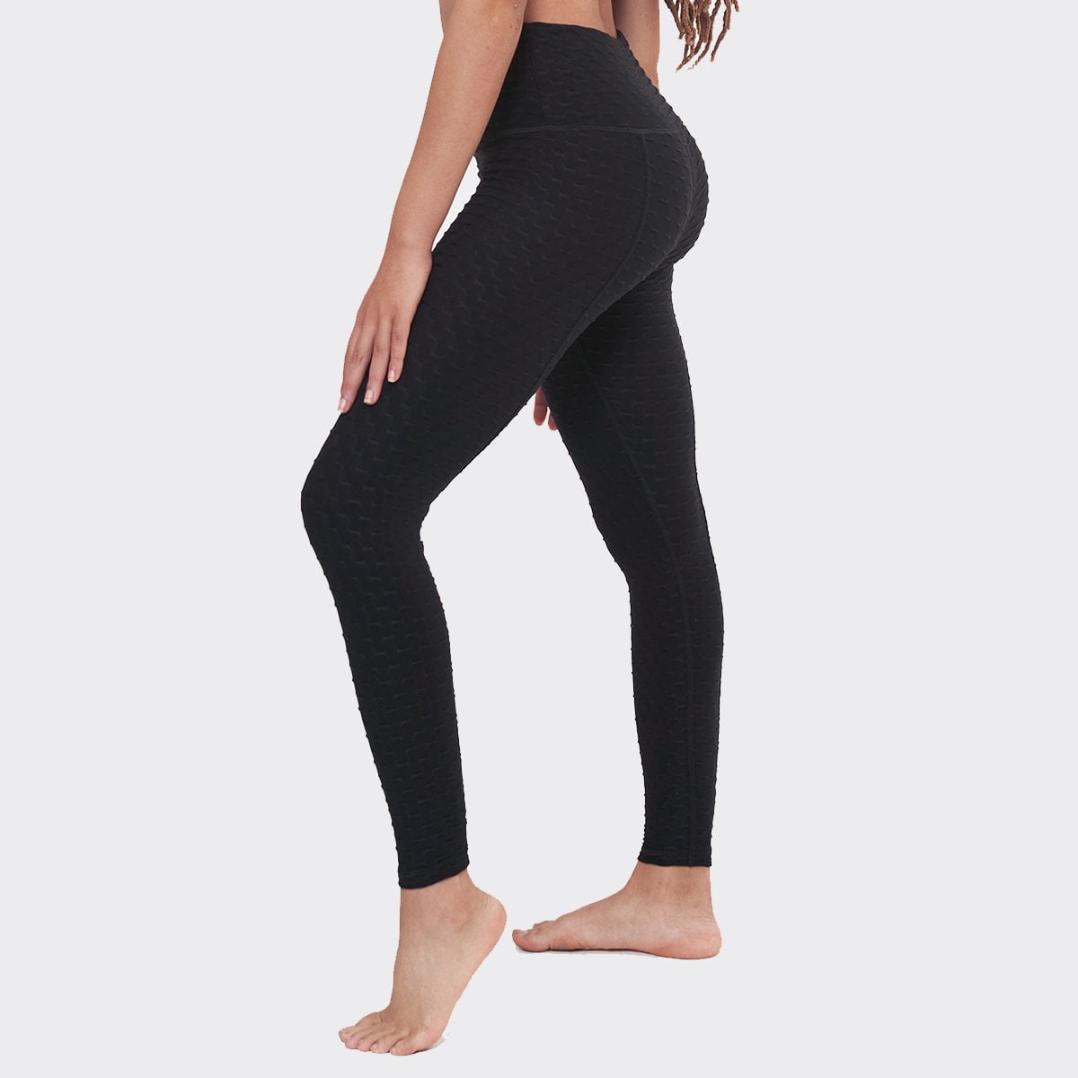 Hi-Rise Leggings featuring a stylish back dash pattern, designed for comfort and support during workouts.