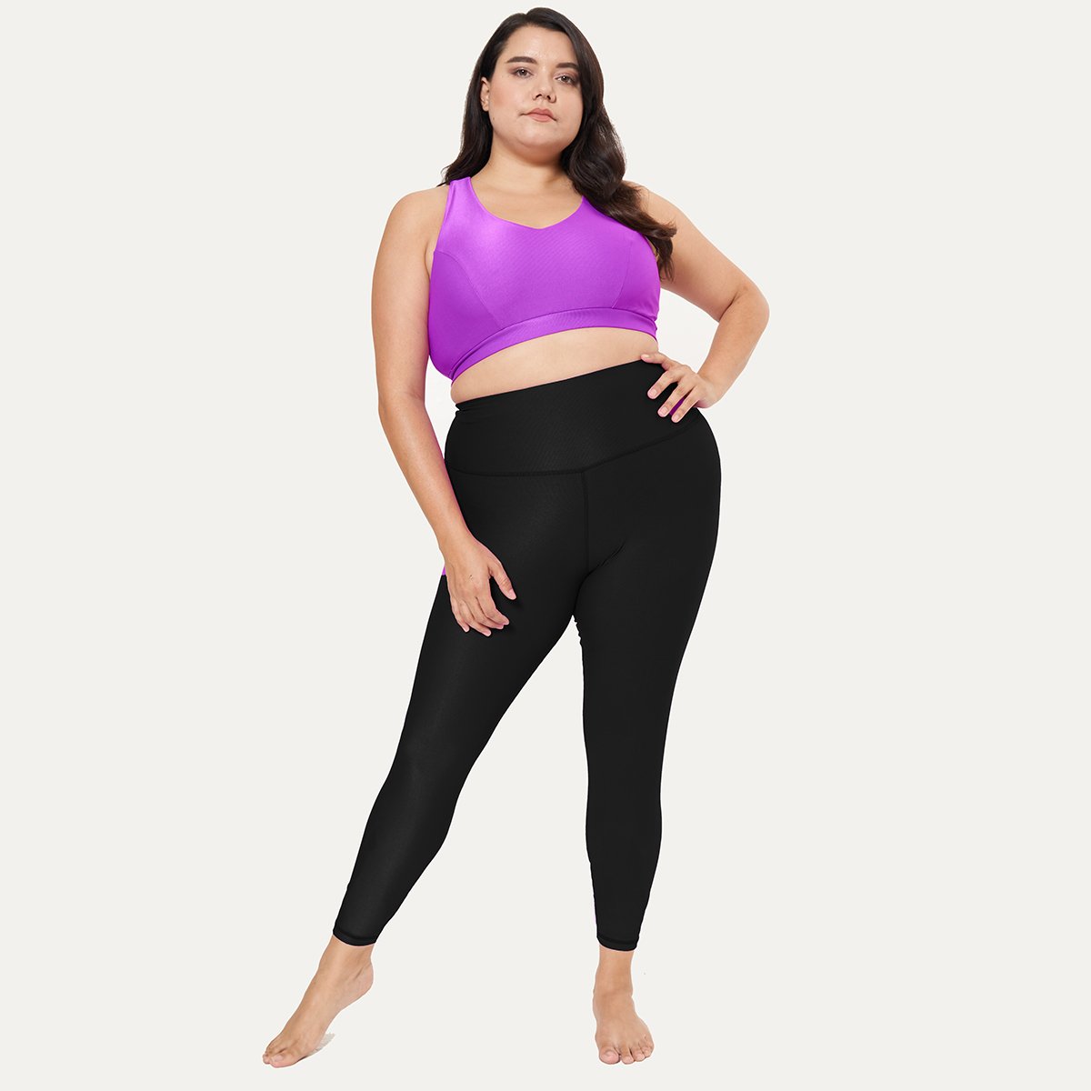 Hi-Rise Leggings in Black Rib Pattern, showcasing a stylish ribbed texture and high-rise design for comfort and support.