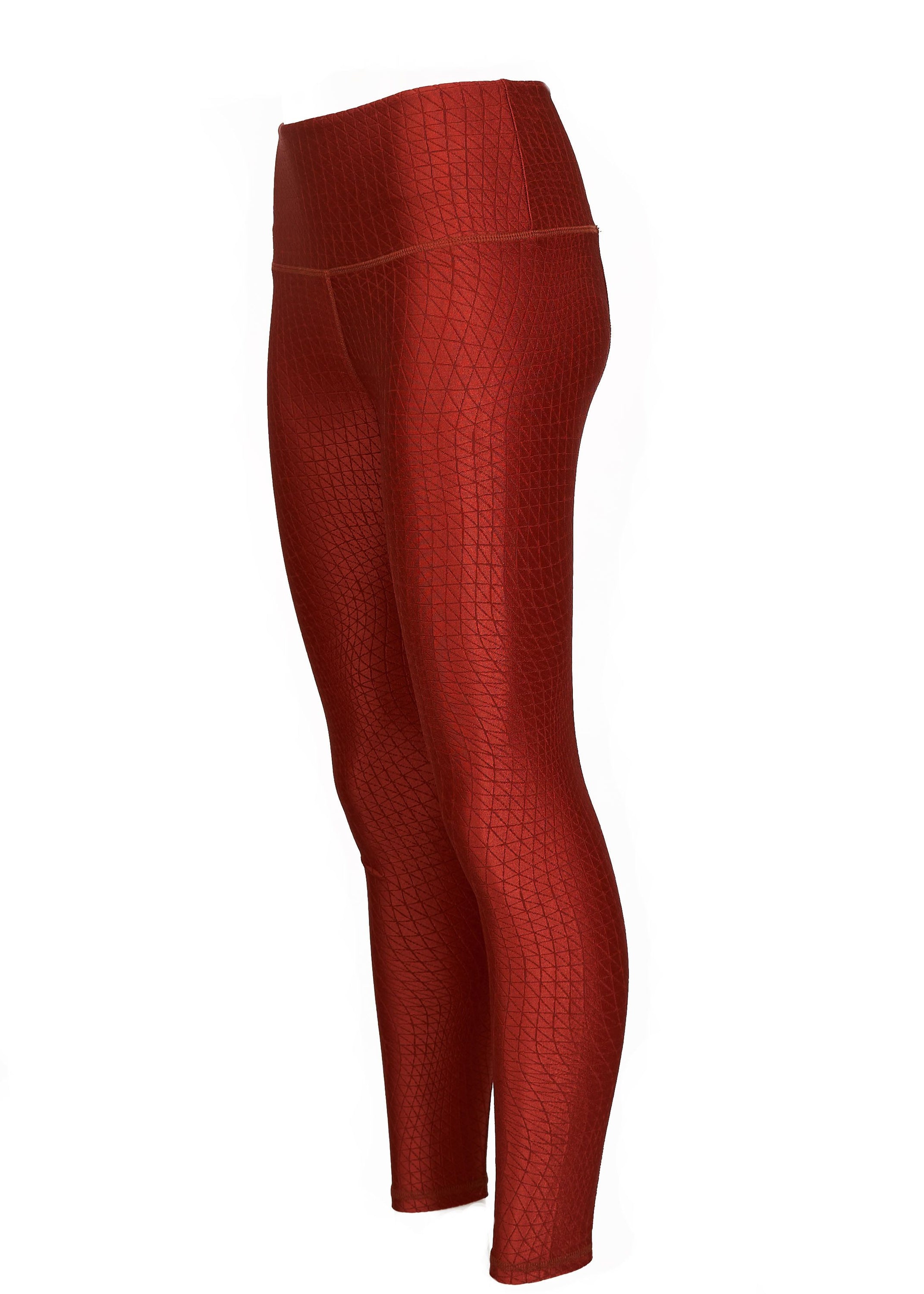 Hi-Rise Leggings featuring a vibrant Persimmon Cube Pattern, designed for comfort and support during workouts.