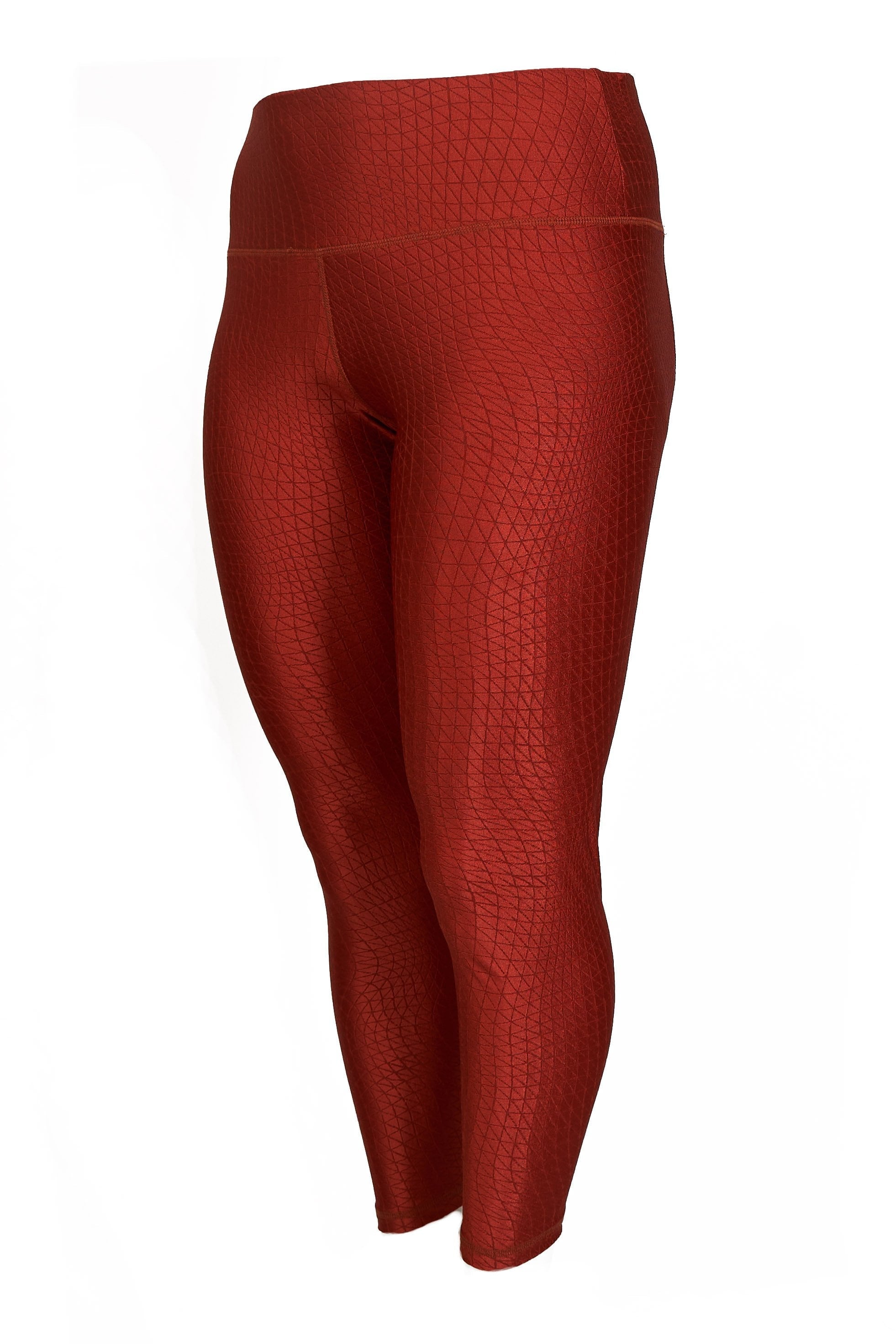 Hi-Rise Leggings featuring a vibrant Persimmon Cube Pattern, designed for comfort and support during workouts.