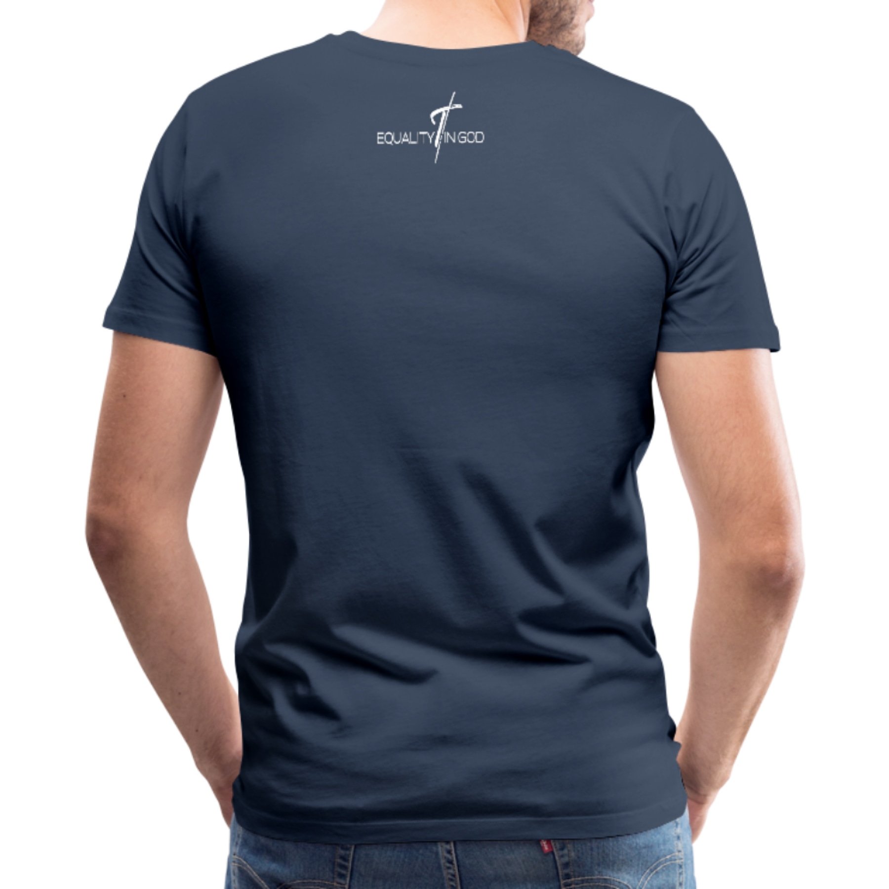 Men's T-shirt featuring the Equality In God graphic, made from soft pre-shrunk cotton with a stylish design.