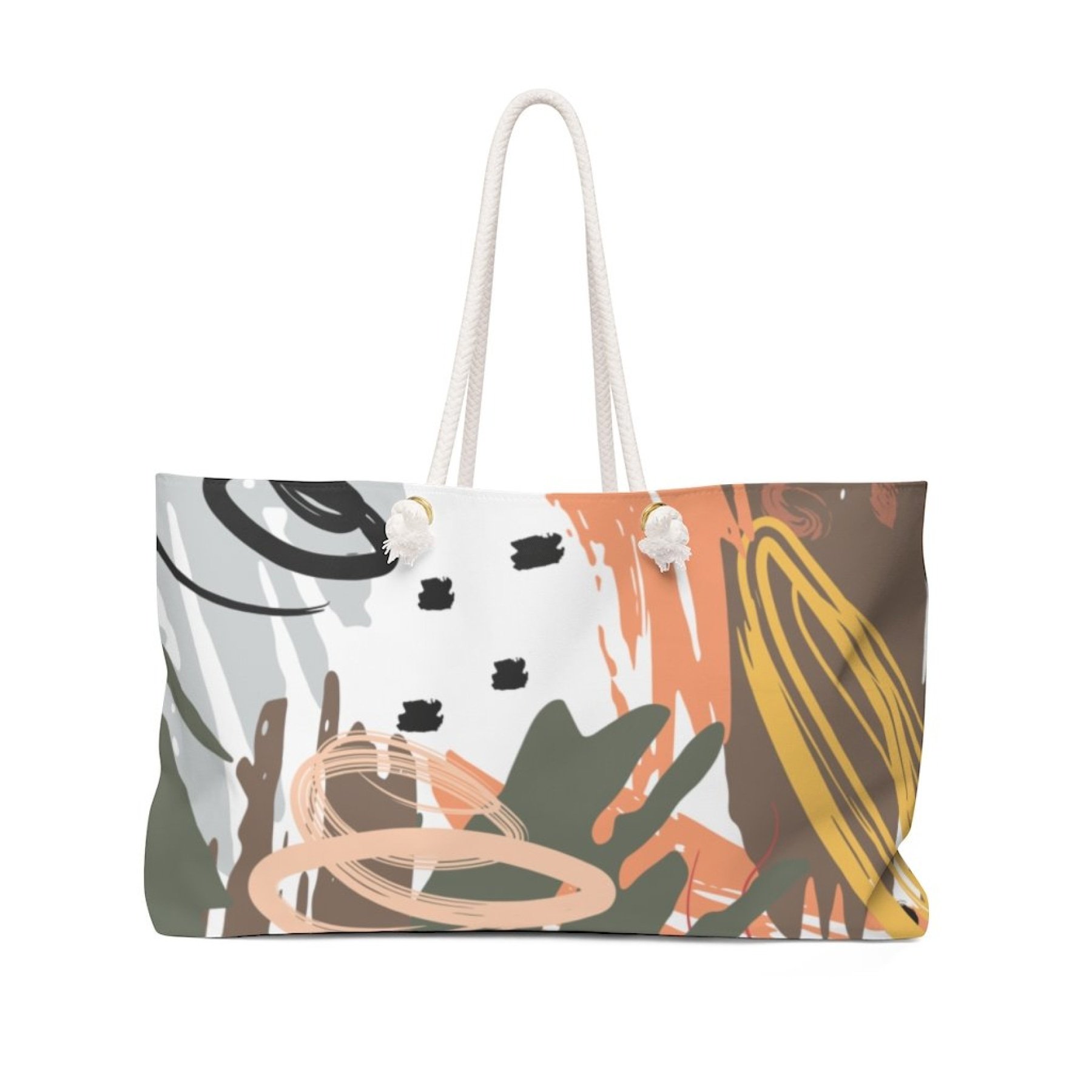 Pattern Green Handbag, a spacious Weekender Tote Bag with thick rope handles, perfect for beach trips and casual outings.