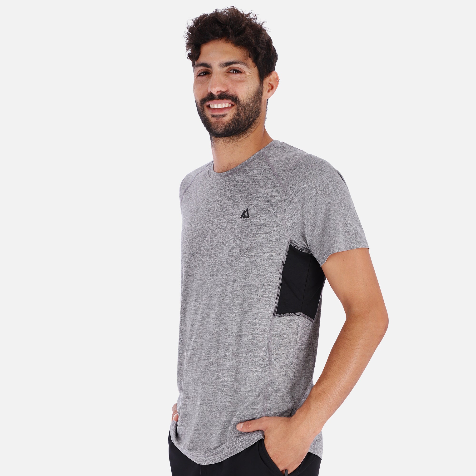 Gray QuickDry Shirt featuring ventilation system and soft fabric, perfect for outdoor activities.