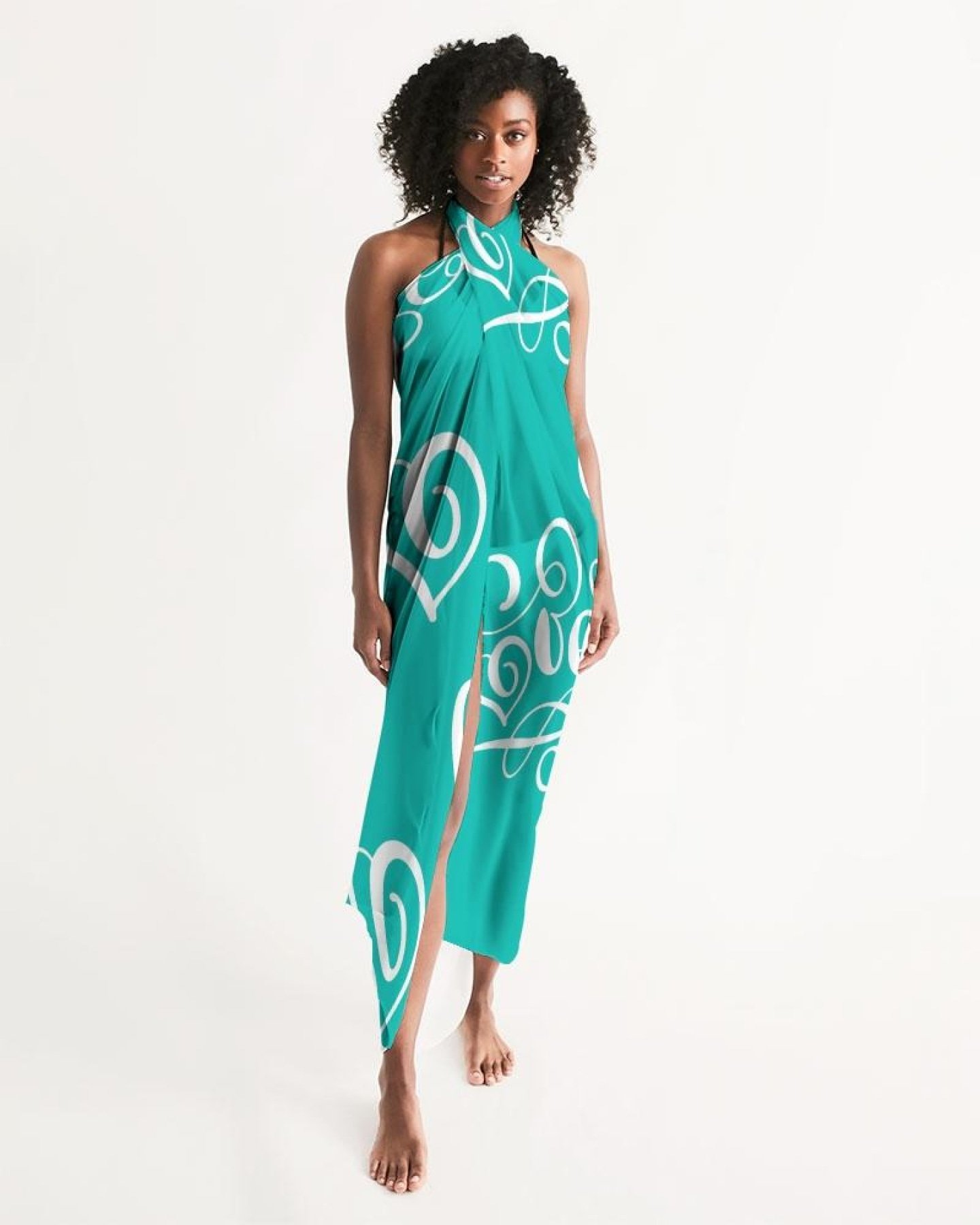 A lightweight green swimsuit cover up dress with a flowing design and self-tie closure, perfect for beach or pool outings.