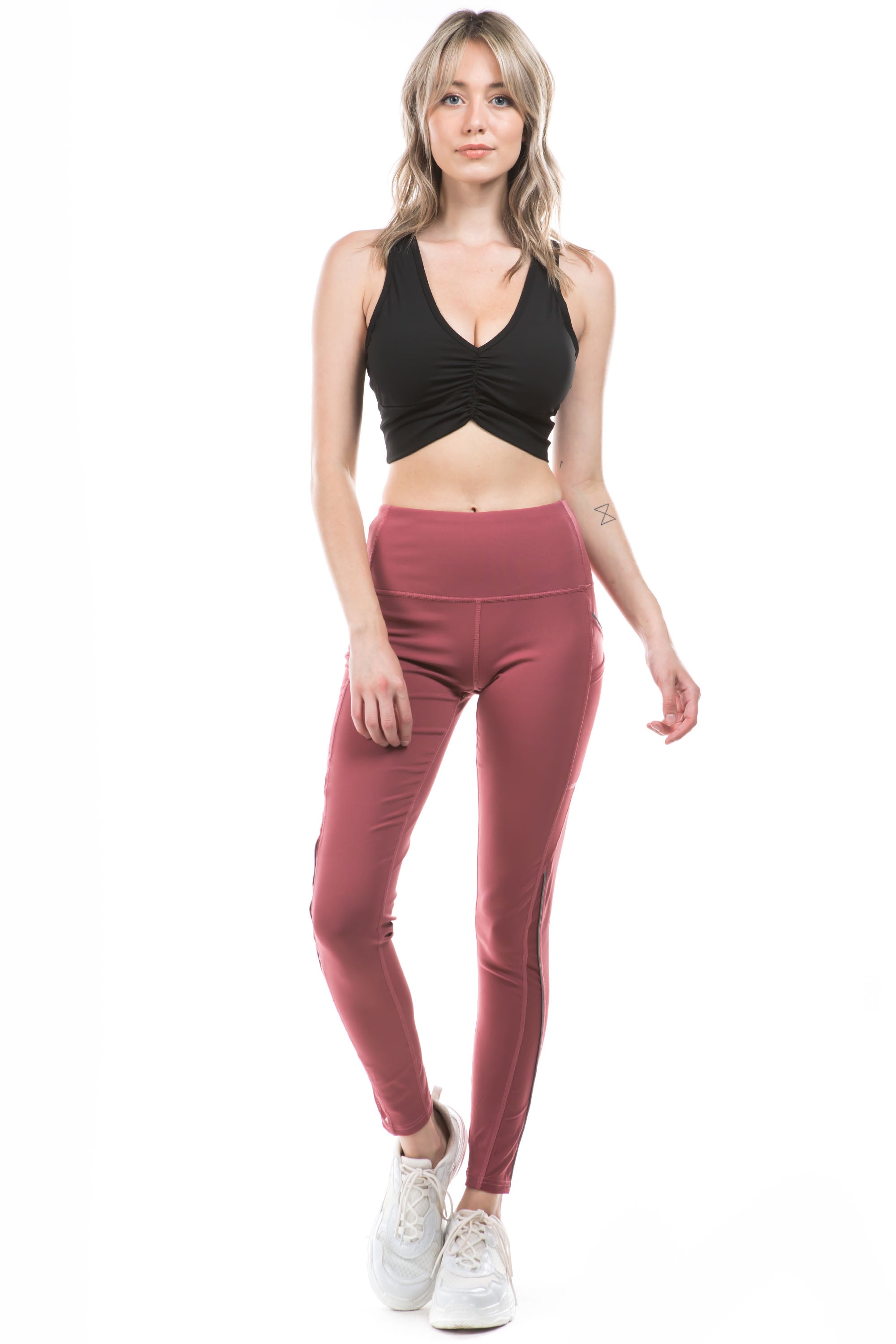 A pair of stylish Side Stripped Active Leggings featuring a comfortable fit and trendy side stripes, perfect for workouts and casual wear.