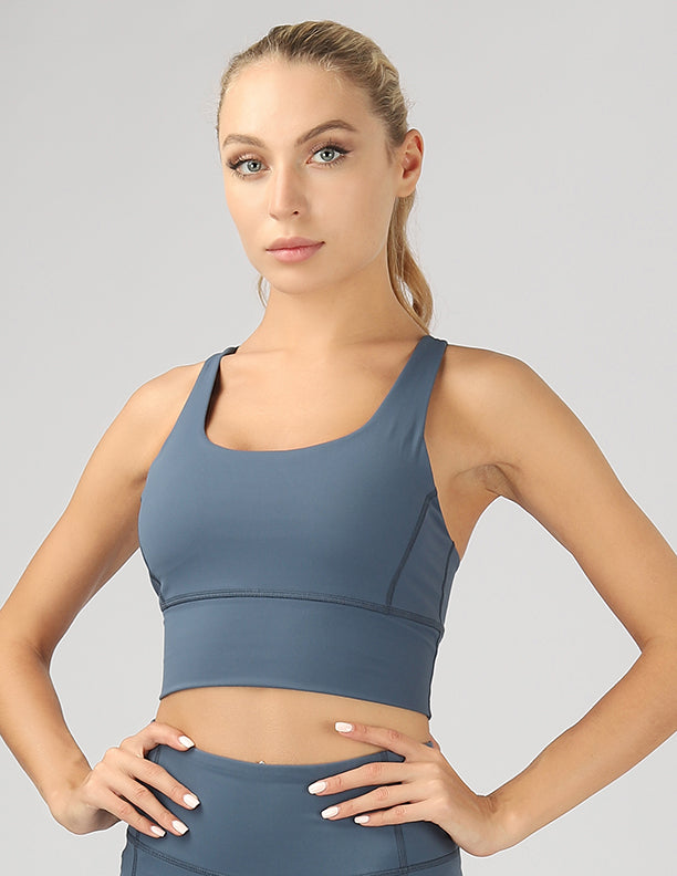 Strappy Back Active Crop Top featuring crisscross straps and breathable fabric, perfect for workouts.