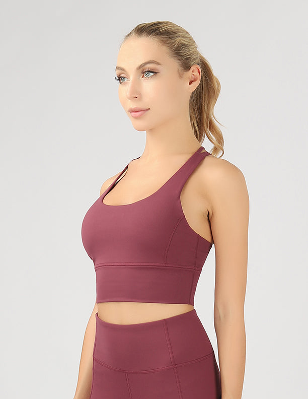 Strappy Back Active Crop Top featuring crisscross straps and breathable fabric, perfect for workouts.