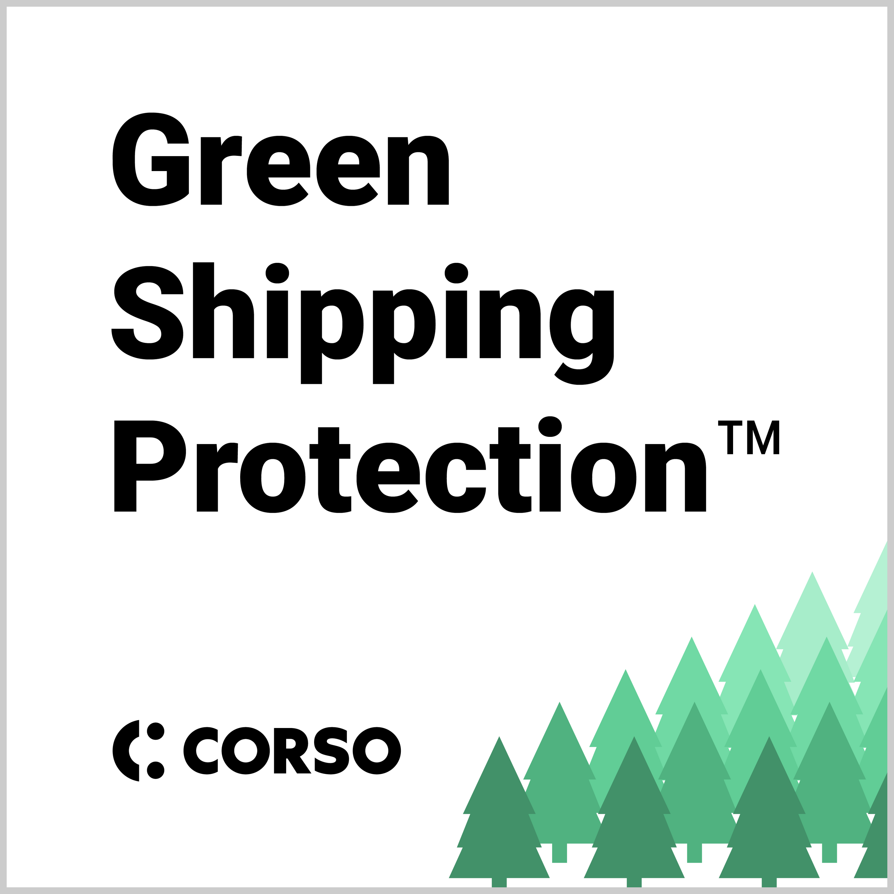 Corso Green Shipping Protection logo with eco-friendly design elements, symbolizing sustainable shipping solutions.