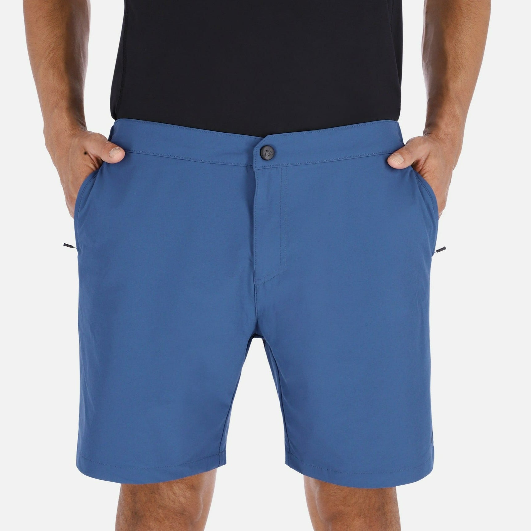 Men's Blue Trail Shorts featuring a stylish design, lightweight fabric, and multiple pockets for convenience.