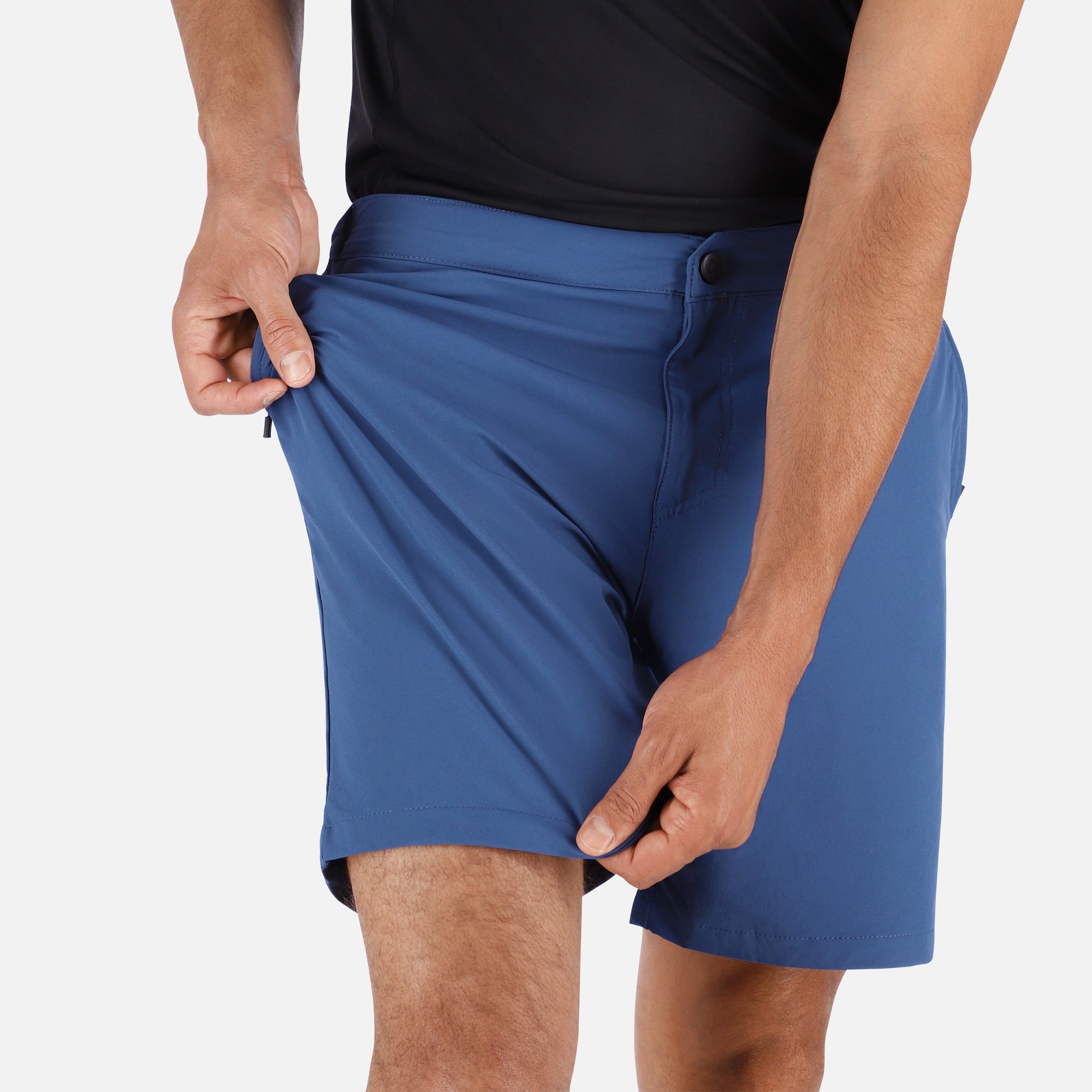 Men's Blue Trail Shorts featuring a stylish design, lightweight fabric, and multiple pockets for convenience.