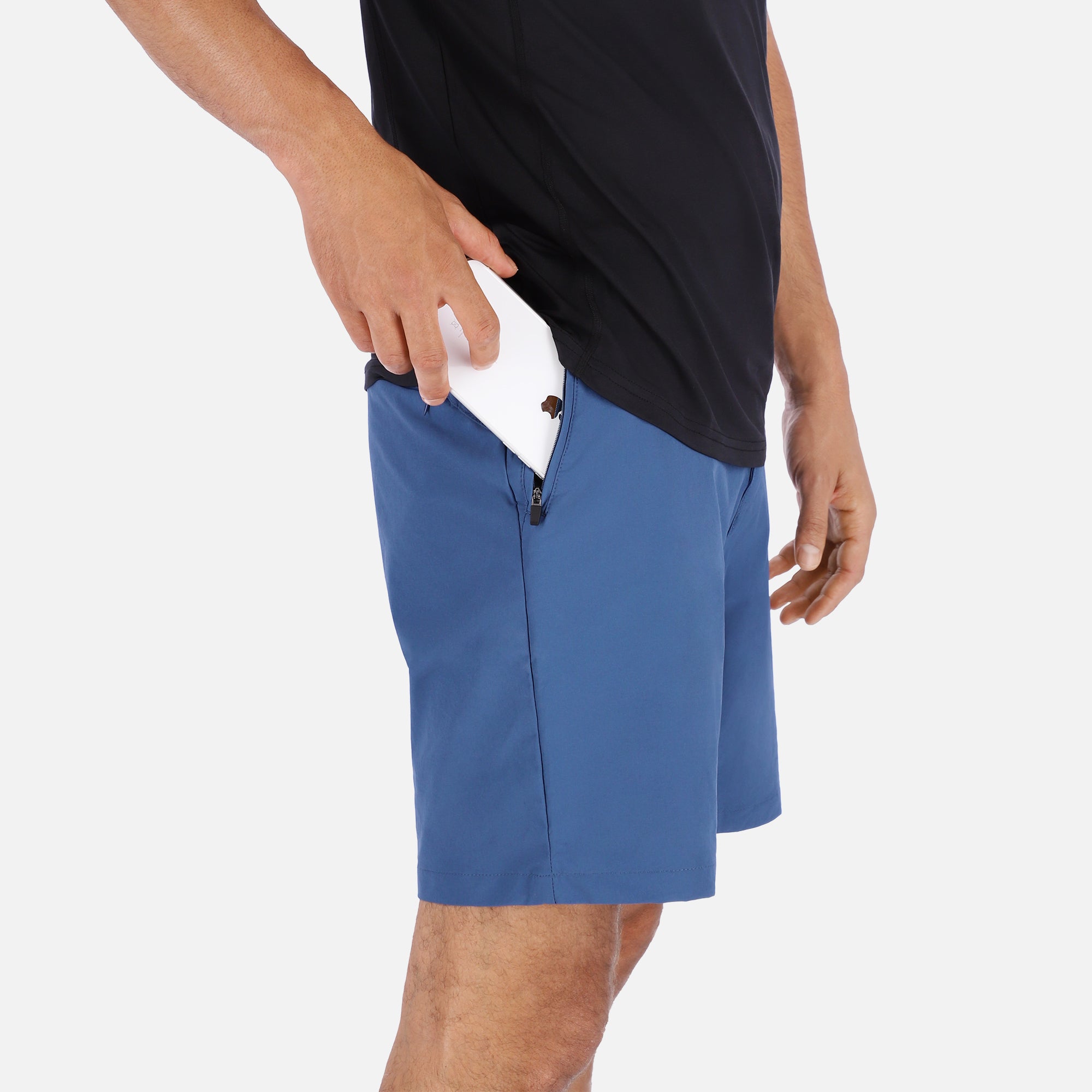 Men's Blue Trail Shorts featuring a stylish design, lightweight fabric, and multiple pockets for convenience.