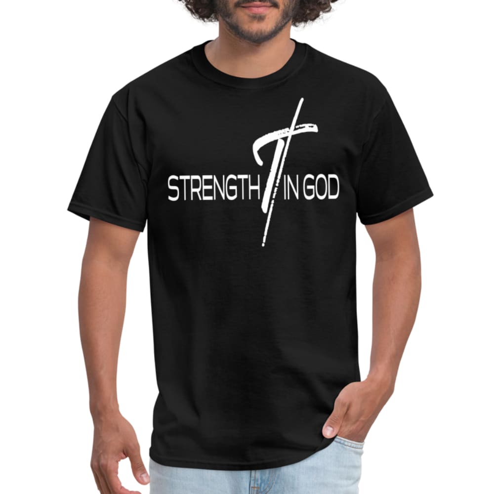 Strength In God Graphic Tee featuring a stylish design on a soft, lightweight cotton fabric.